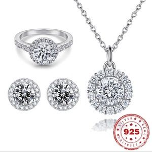 New Desgin 925 stamps Sterling Silver CZ diamond Wedding set gold over sterling